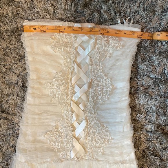 Jessica McClintock Lace Drop Waist Ivory Dress - Picture 7 of 8